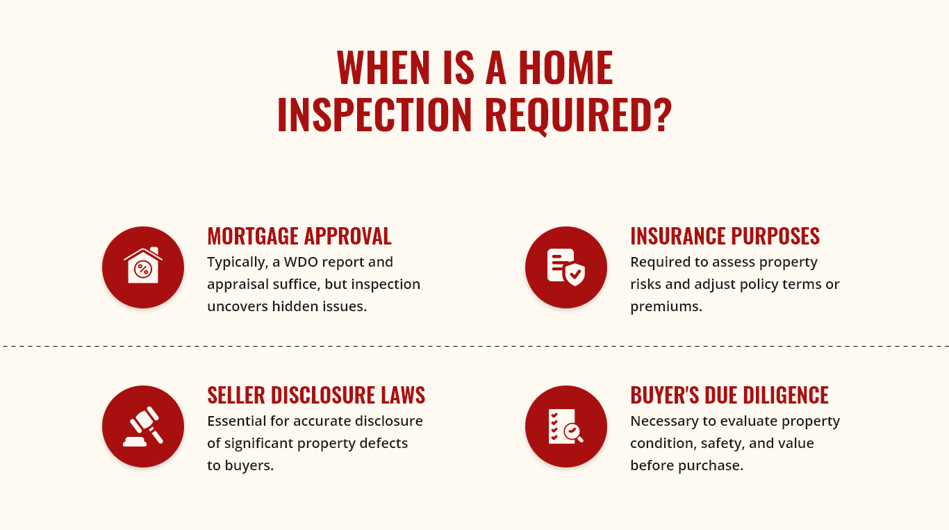 Explaining 4 important points or reasons when a home inspection could be required.